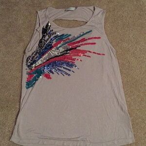 The Limited sequin tank top shirt size beige silver pink blue size large